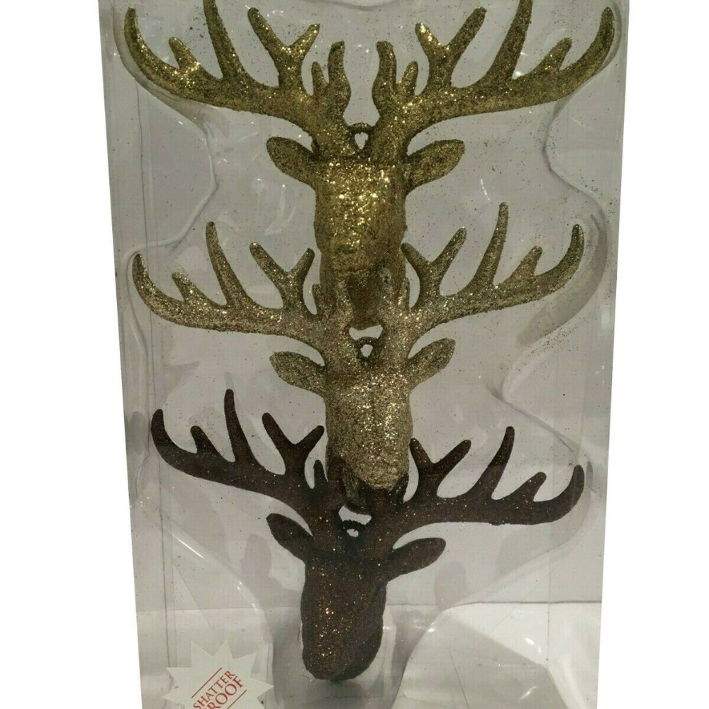 Christmas Deer Reindeer Ornaments 3 Count